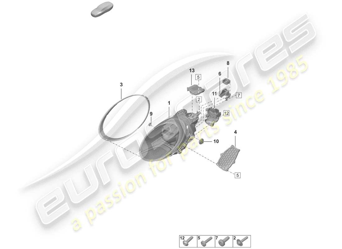 porsche 2019 (992-1) phare à led schéma des pièces