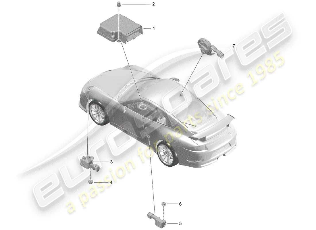 porsche 2020 (991-2 r/gt3/rs) module de commande électronique schéma des pièces