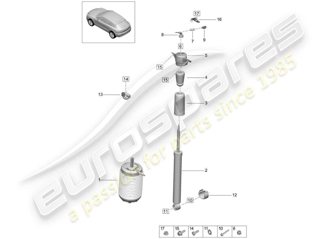 porsche 2019 (macan) suspension pneumatique schéma des pièces
