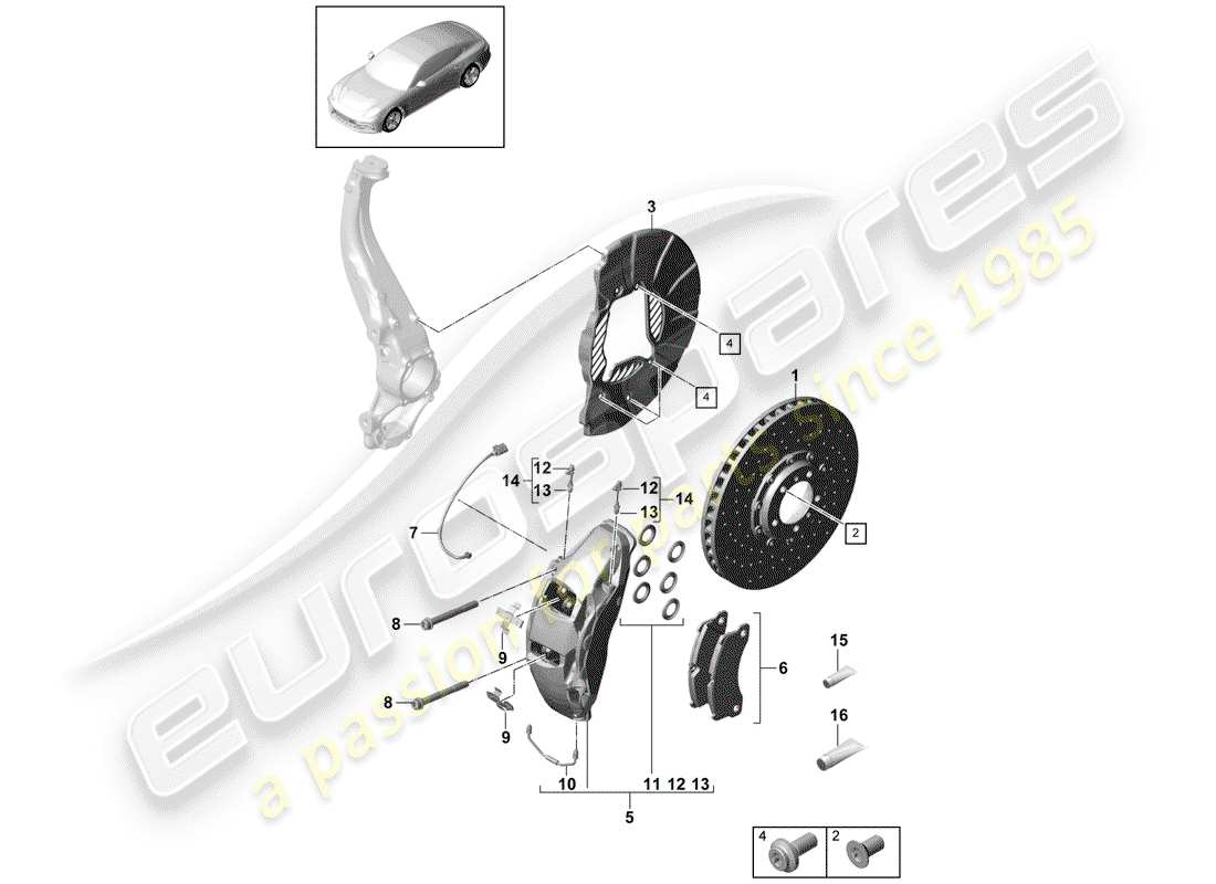 porsche 2017 (panamera 971-1) freins à disque schéma des pièces