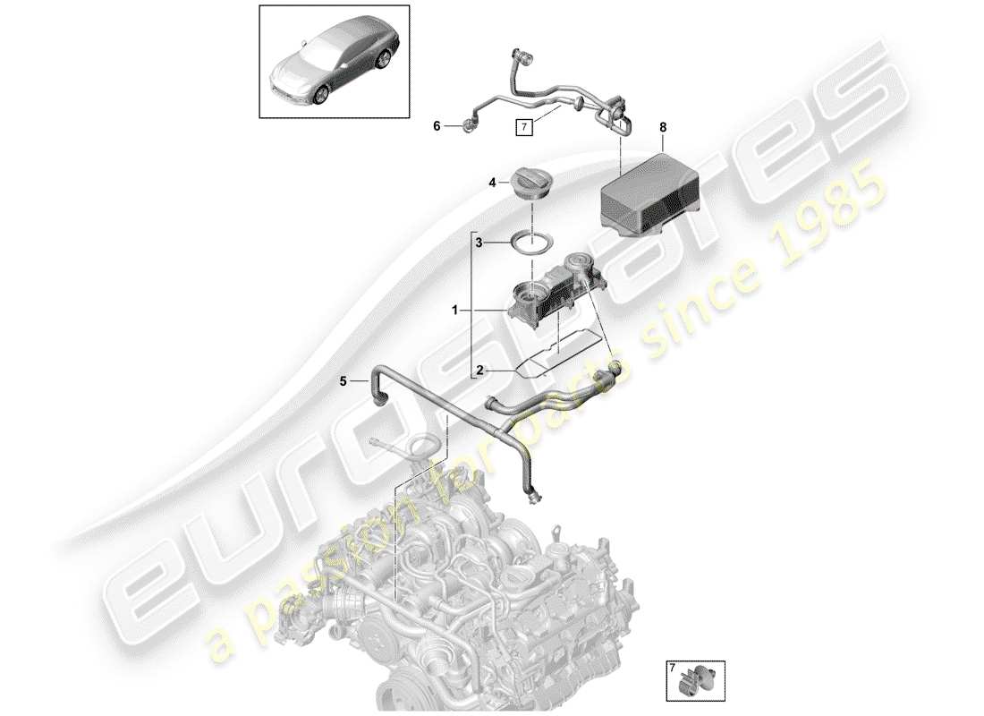 porsche 2017 (panamera 971-1) reniflard de carter schéma des pièces