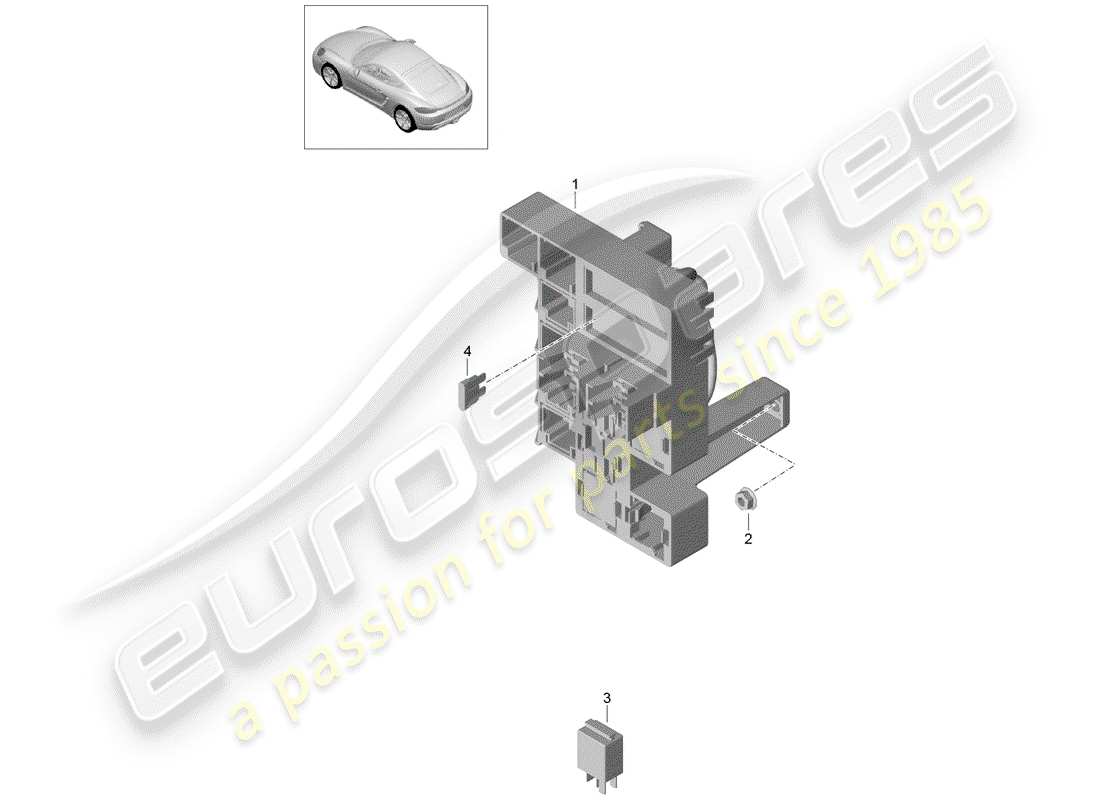 porsche 2018 (718 cayman) boîte à fusibles/plaque de relais schéma des pièces