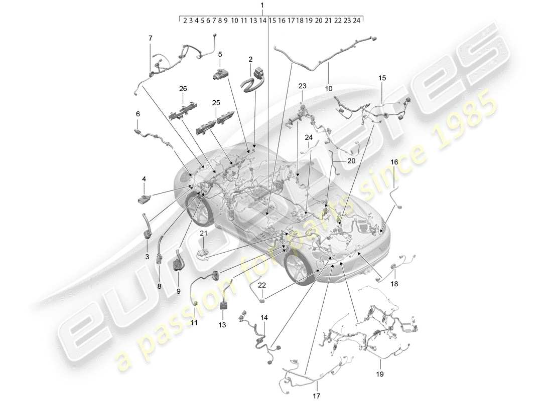 porsche 2018 (718 cayman) faisceau de câblage schéma des pièces