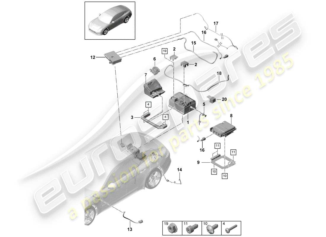 porsche 2020 (panamera 971-1) batterie schéma des pièces