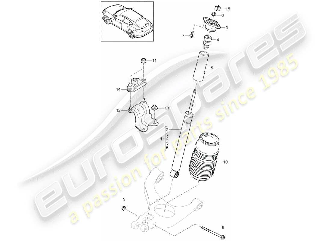 porsche 2010 (panamera 970) schéma des pièces de suspension