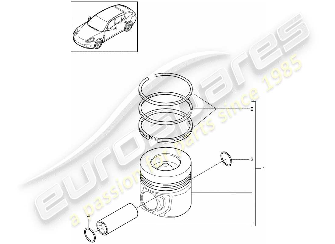 porsche 2010 (panamera 970) schéma des pièces du piston