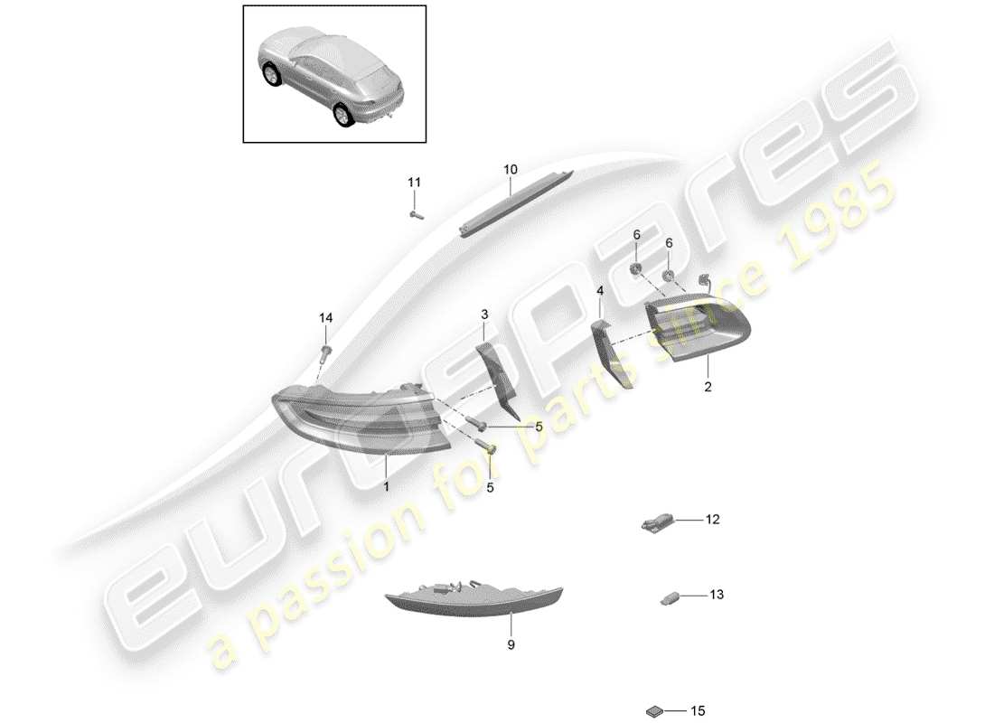 porsche 2014 (macan) feu arrière schéma des pièces