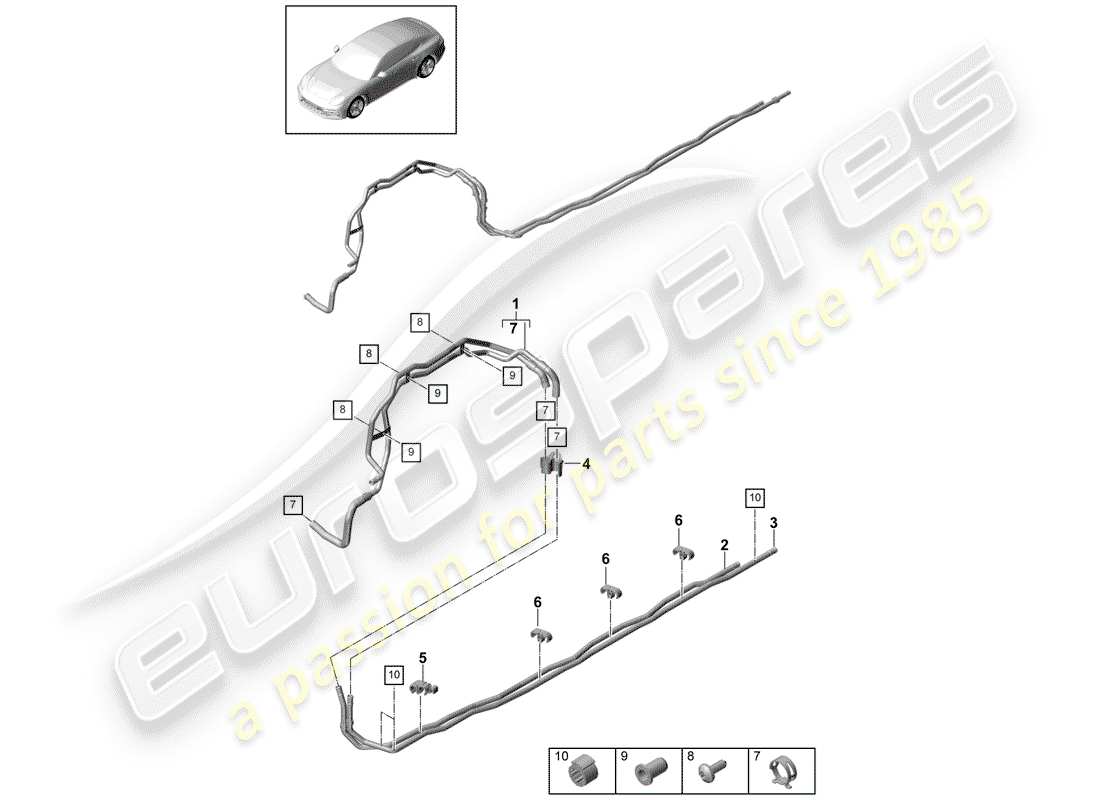 porsche 2019 (panamera 971-1) tuyau de refroidissement schéma des pièces