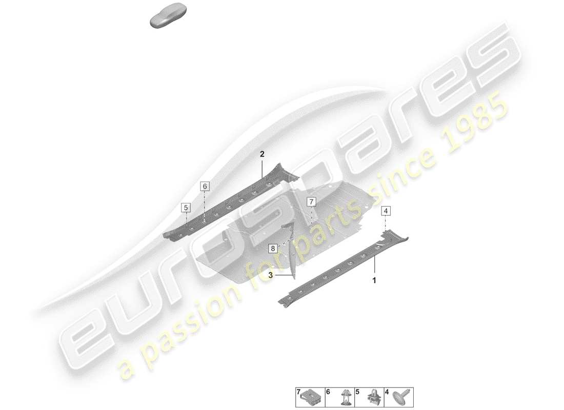 porsche 2019 (992-1) garniture de membre latéral schéma des pièces