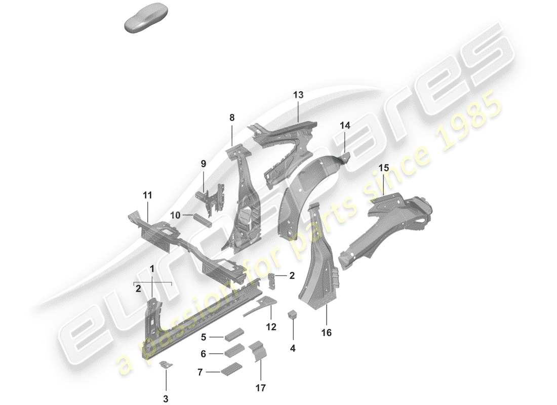 porsche 2019 (992-1) schéma des pièces du sill