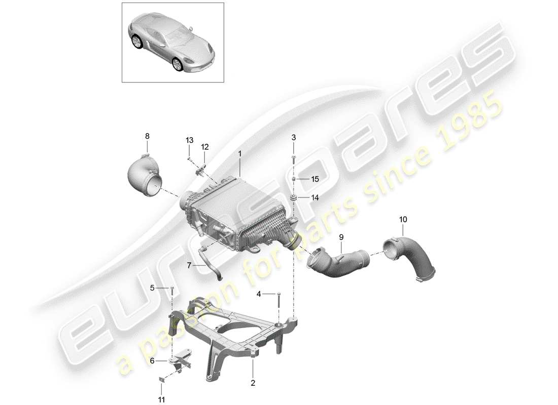 porsche 2018 (718 cayman) refroidisseur d'air de charge schéma des pièces