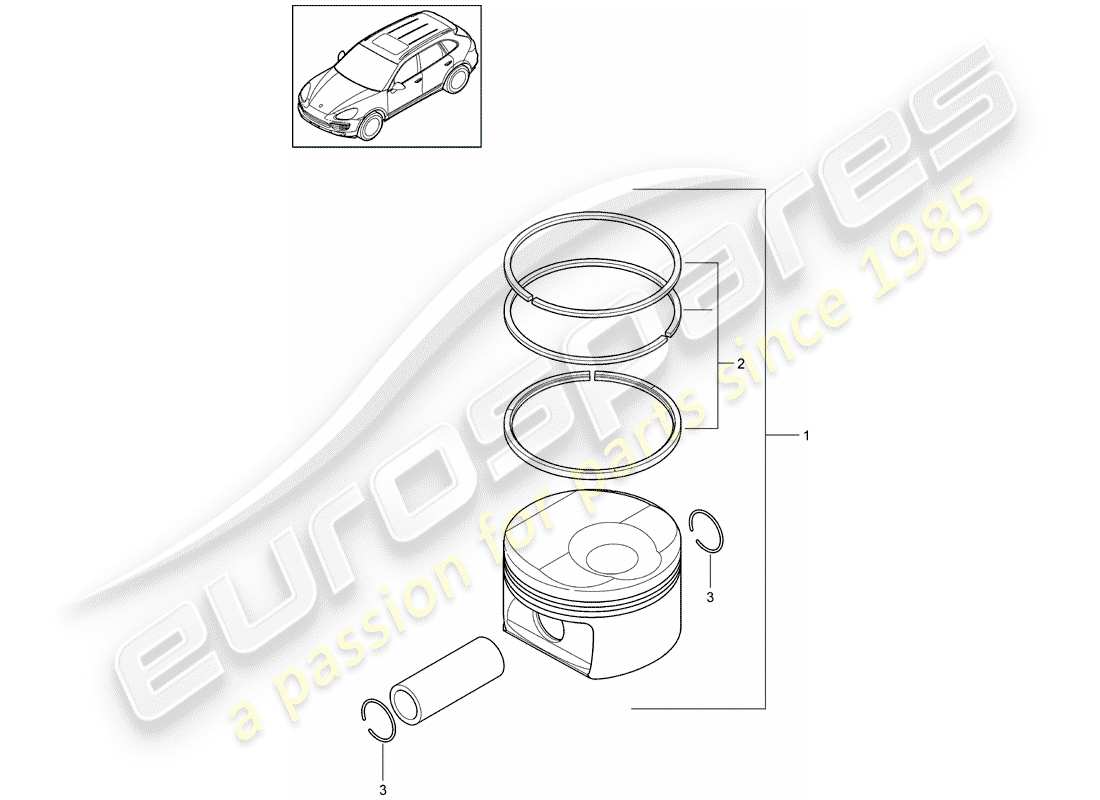 porsche 2018 (cayenne e2 92a) piston schéma des pièces