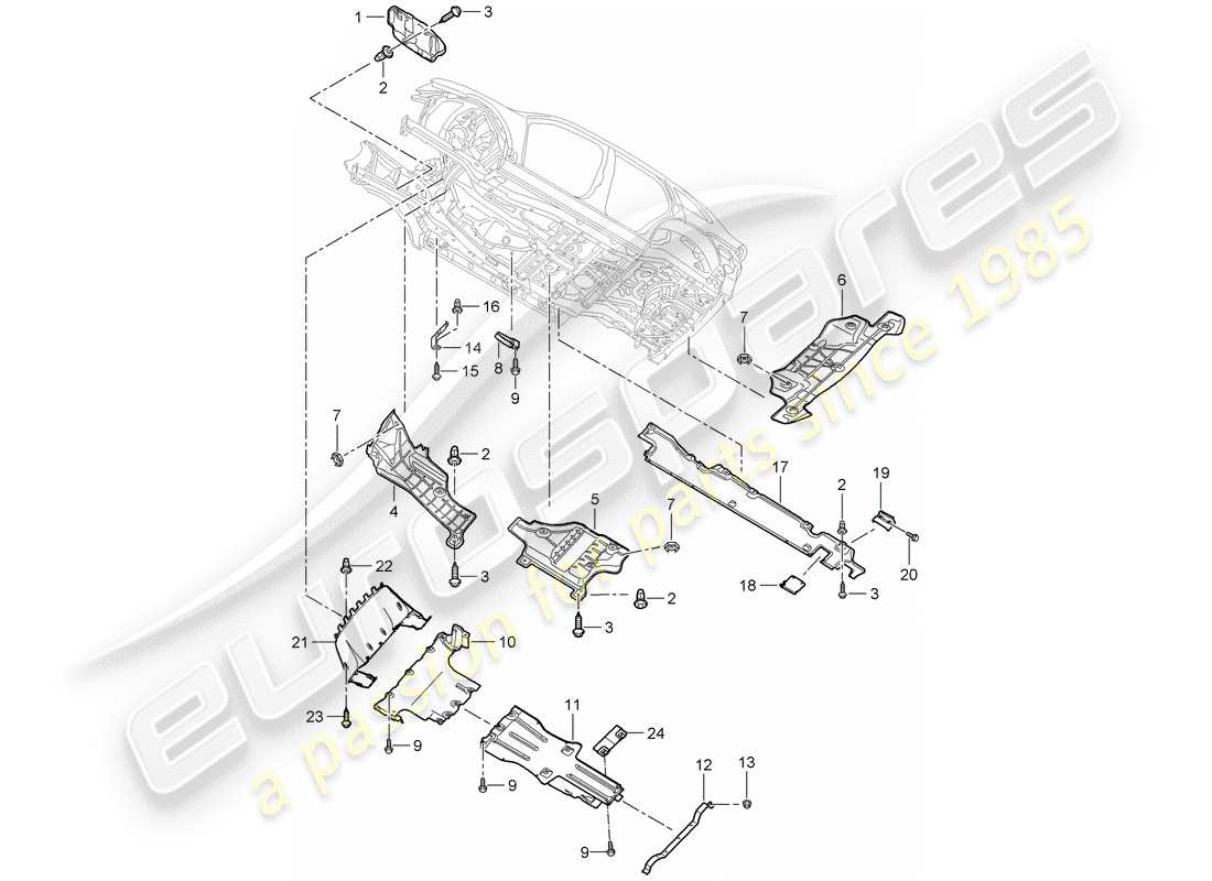 porsche 2010 (cayenne e1 9pa) diagramme des pièces de doublure