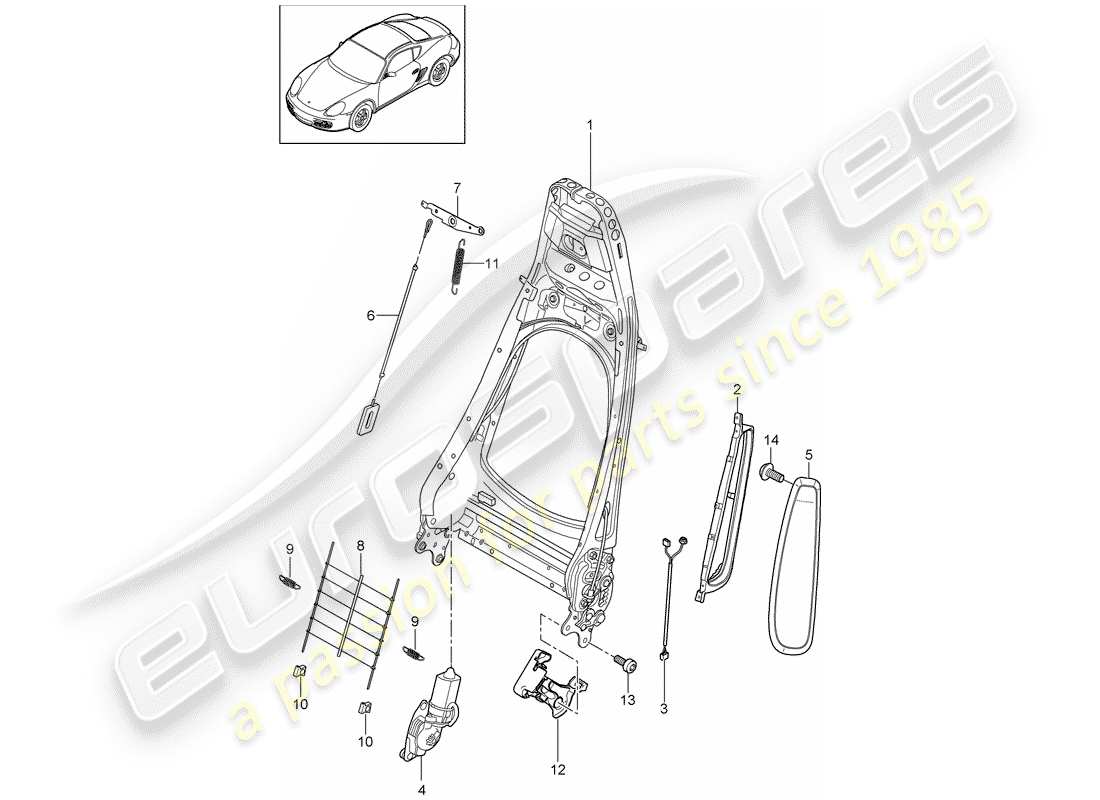 porsche 2012 (987 cayman) cadre de dossier schéma des pièces