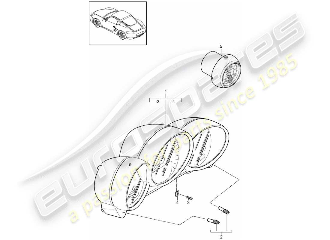 porsche 2009 (987 cayman) schéma des pièces des instruments