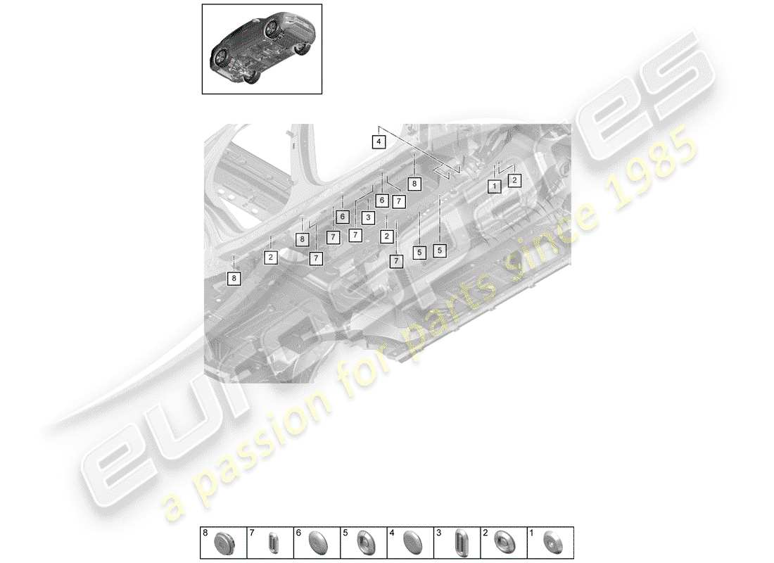 porsche 2019 (cayenne e3 9ya/9yb) prise schéma des pièces