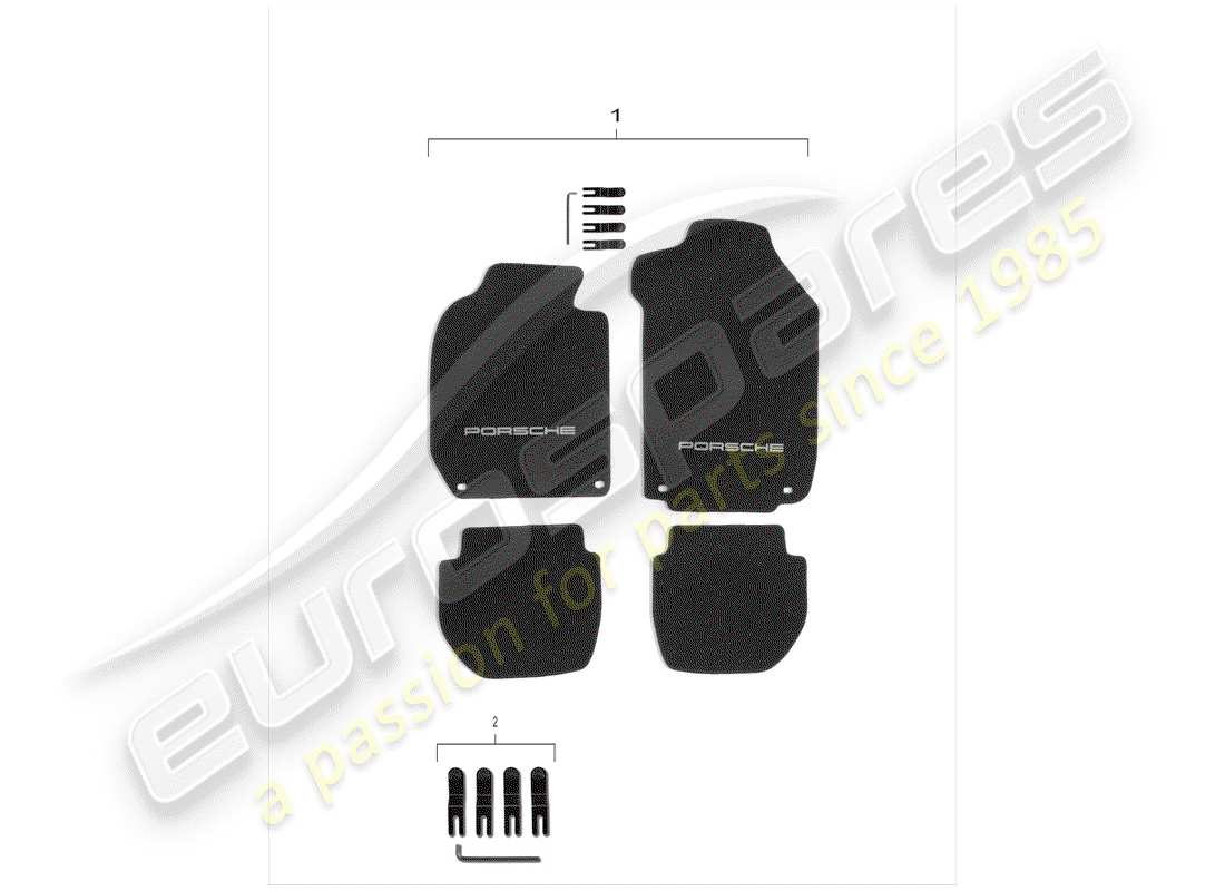 porsche 2012 (tequipment) tapis schéma des pièces