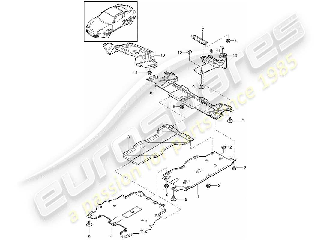 porsche 2011 (987 cayman) garnitures schéma des pièces