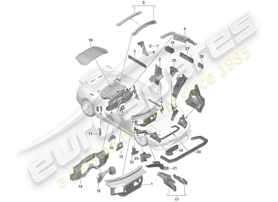 porsche 2016 (981 cayman gt4) coque du corps schéma des pièces