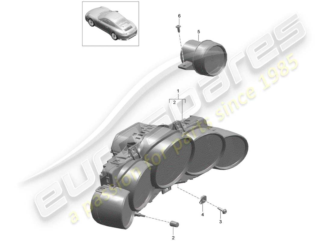 porsche 2017 (991-2) groupe d'instruments schéma des pièces