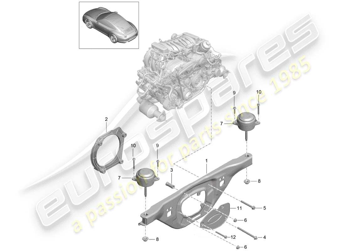 porsche 2013 (991-1) suspension moteur schéma des pièces