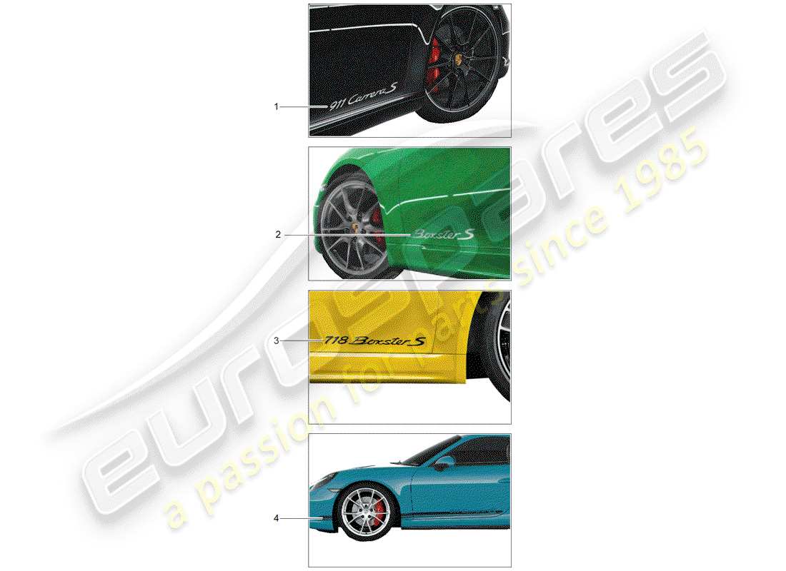 porsche 2012 (tequipment 98x/99x) feuille de garniture schéma des pièces