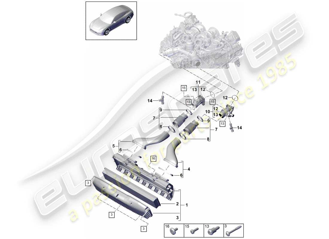 porsche 2019 (panamera 971-1) boîtier de filtre à air schéma des pièces
