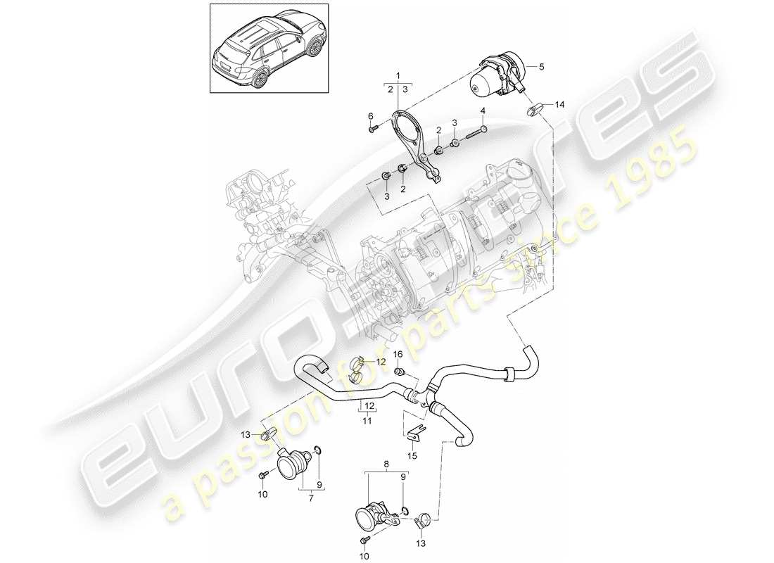 porsche 2011 (cayenne e2 92a) pompe à air secondaire schéma des pièces