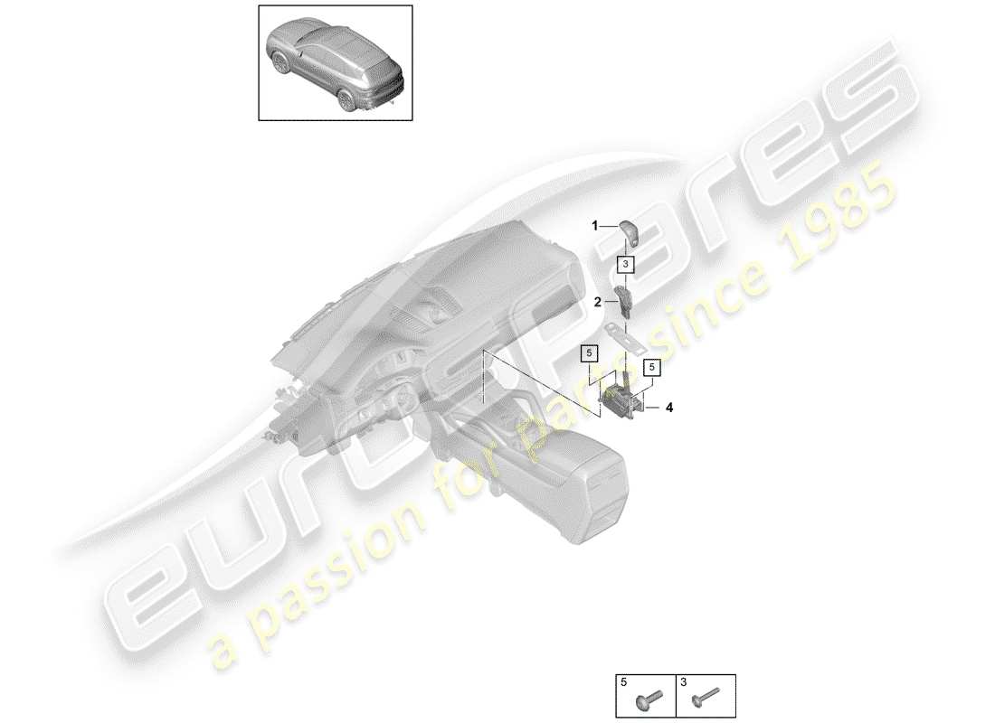 porsche 2020 (cayenne e3 9ya/9yb) levier sélecteur schéma des pièces
