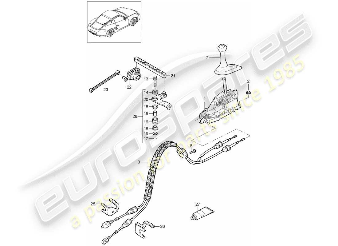 porsche 2012 (987 cayman) contrôle des transmissions schéma des pièces