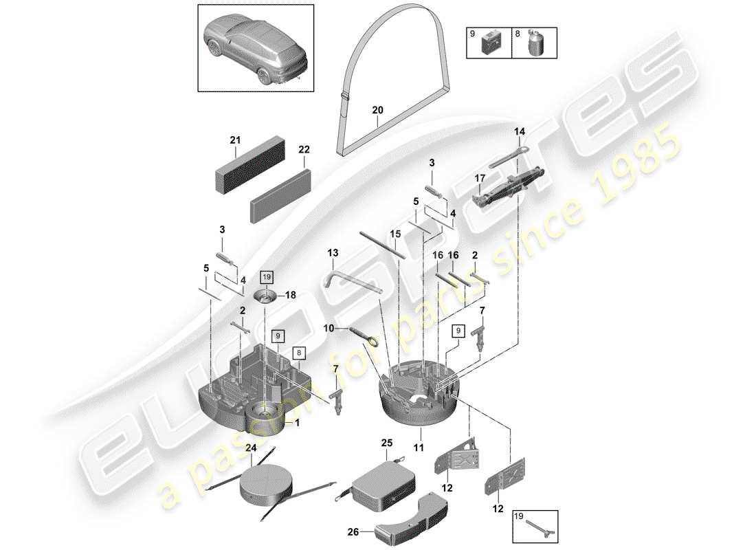 porsche 2019 (cayenne e3 9ya/9yb) schéma des pièces de l'outil
