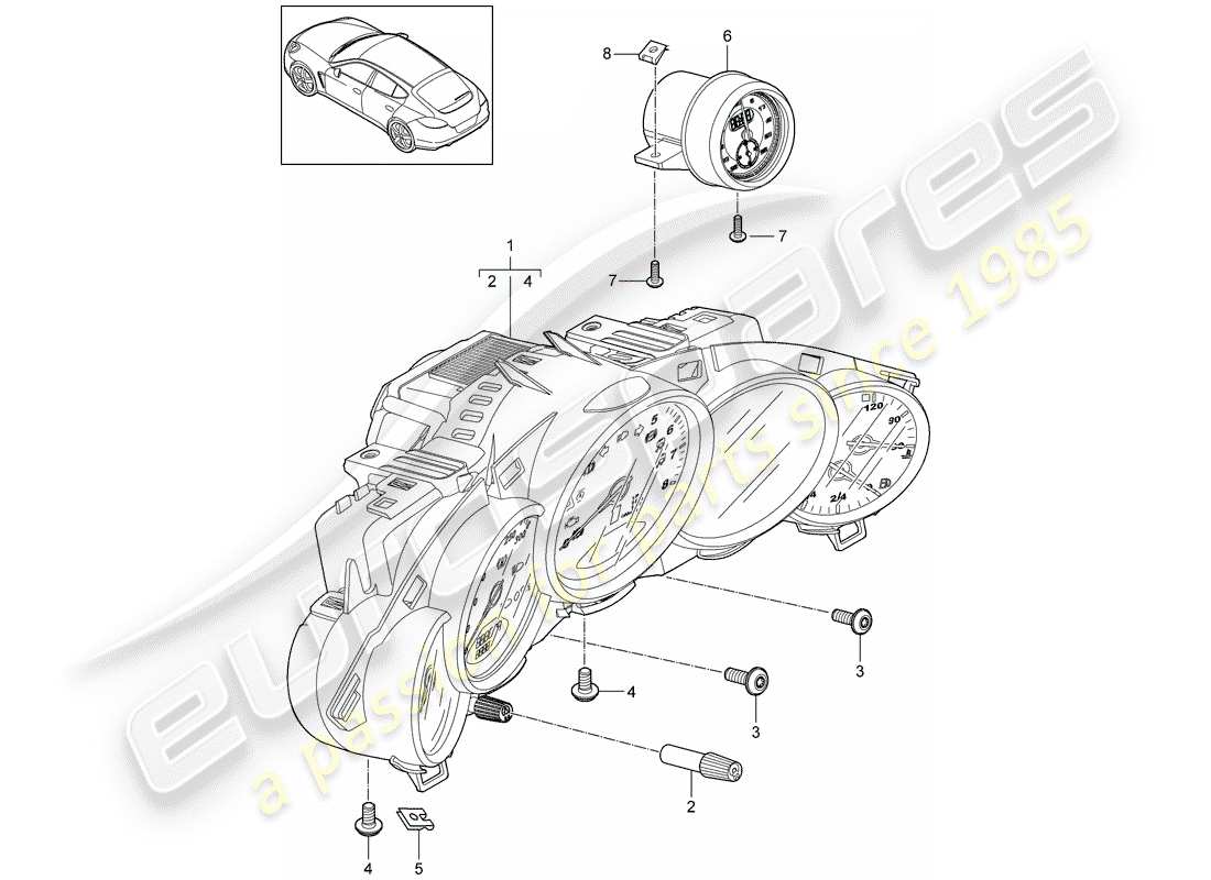 porsche 2011 (panamera 970) instruments schéma des pièces