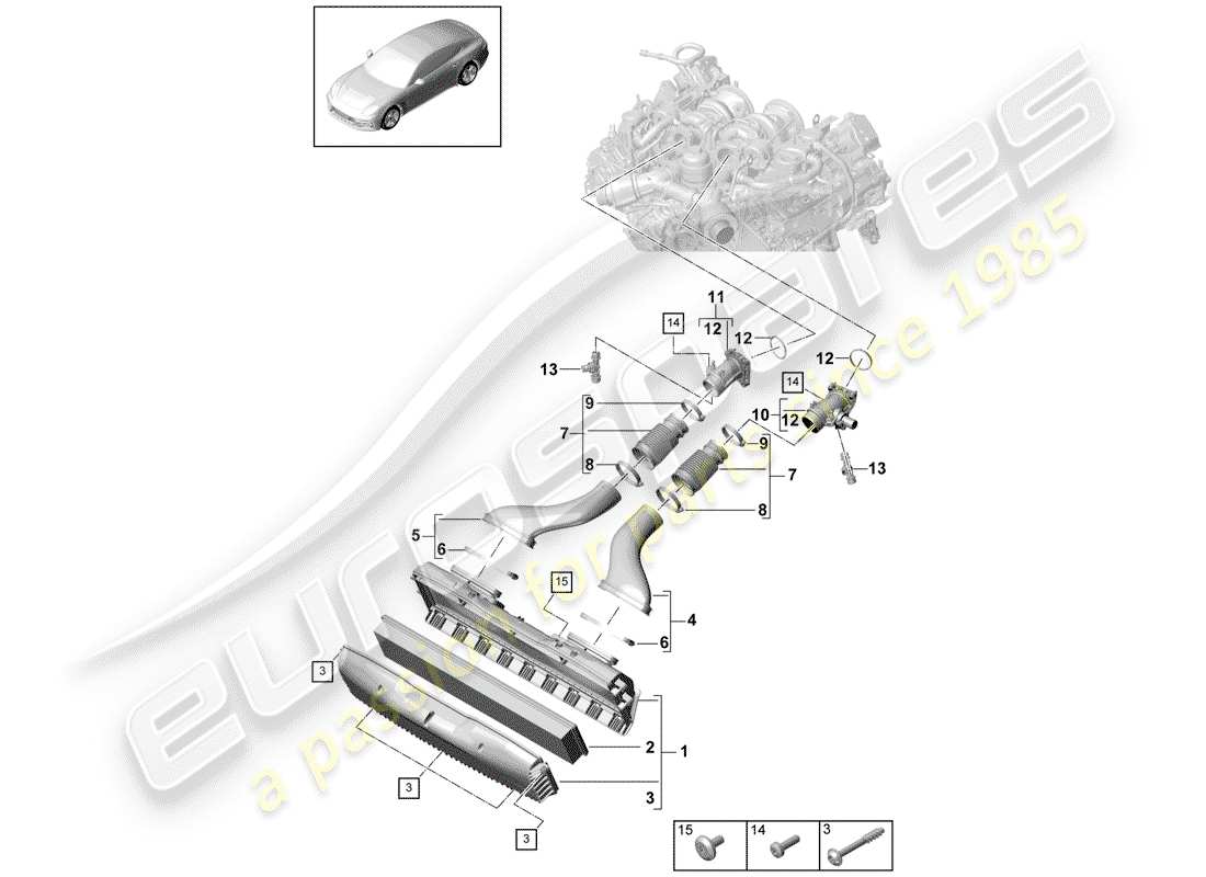 porsche 2020 (panamera 971-1) boîtier de filtre à air schéma des pièces