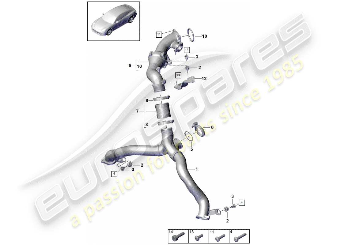 porsche 2017 (panamera 971-1) refroidisseur d'air de charge schéma des pièces