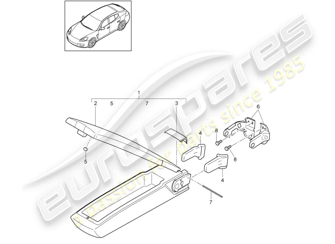 porsche 2010 (cayenne e1 9pa) accoudoir central dossier du siège arrière schéma des pièces