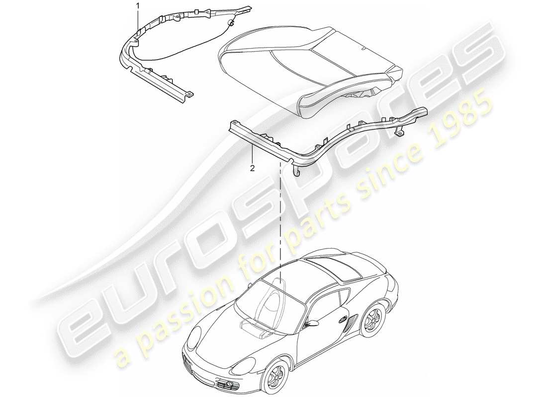 porsche 2010 (987 cayman) support de coussin schéma des pièces