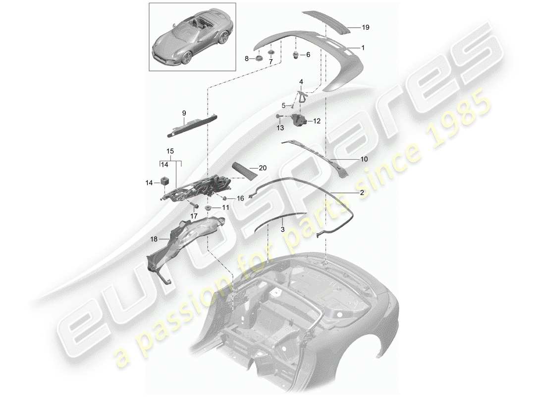 porsche 2014 (991-1 turbo) coffre de rangement supérieur schéma des pièces