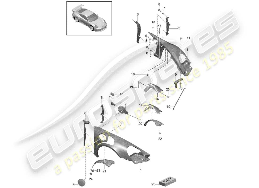 porsche 2016 (991-1 turbo) diagramme des pièces fender