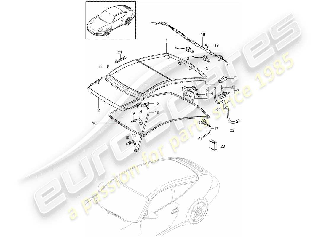 porsche 2011 (997-2) toit en verre schéma des pièces