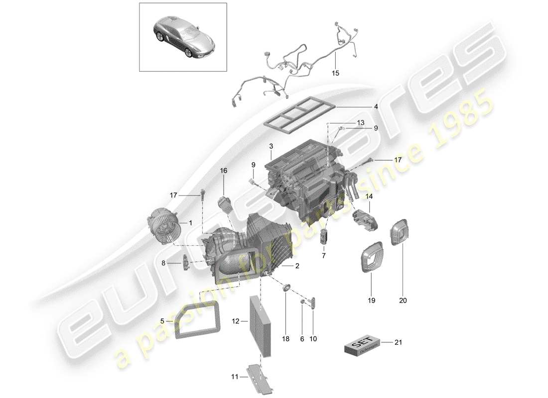 porsche 2014 (981 cayman) climatiseur schéma des pièces