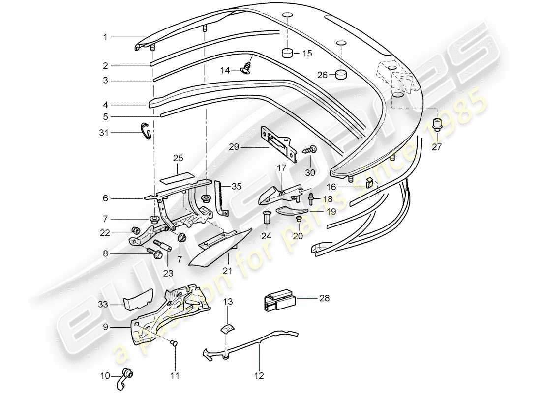 porsche 2005 (997-1) coffre de rangement supérieur schéma des pièces