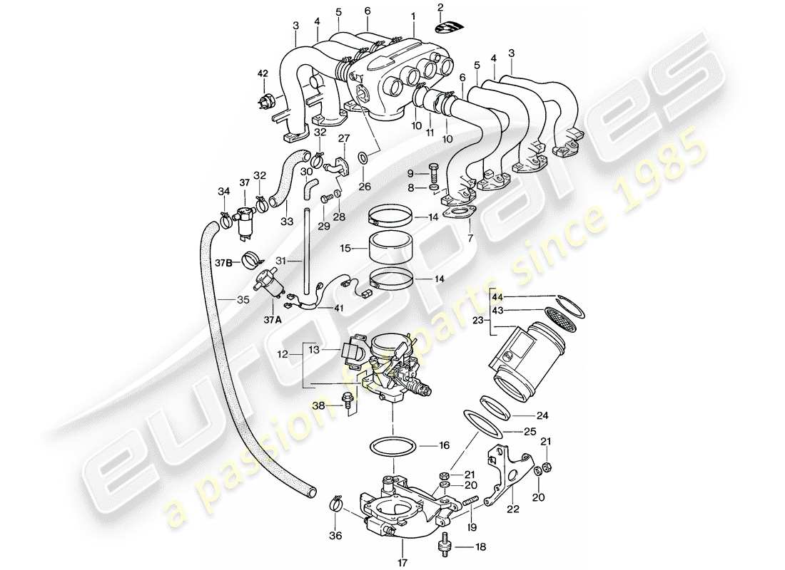 porsche 1986 (928) lh-jetronic - 1 - d - mj 1984>> schéma des pièces