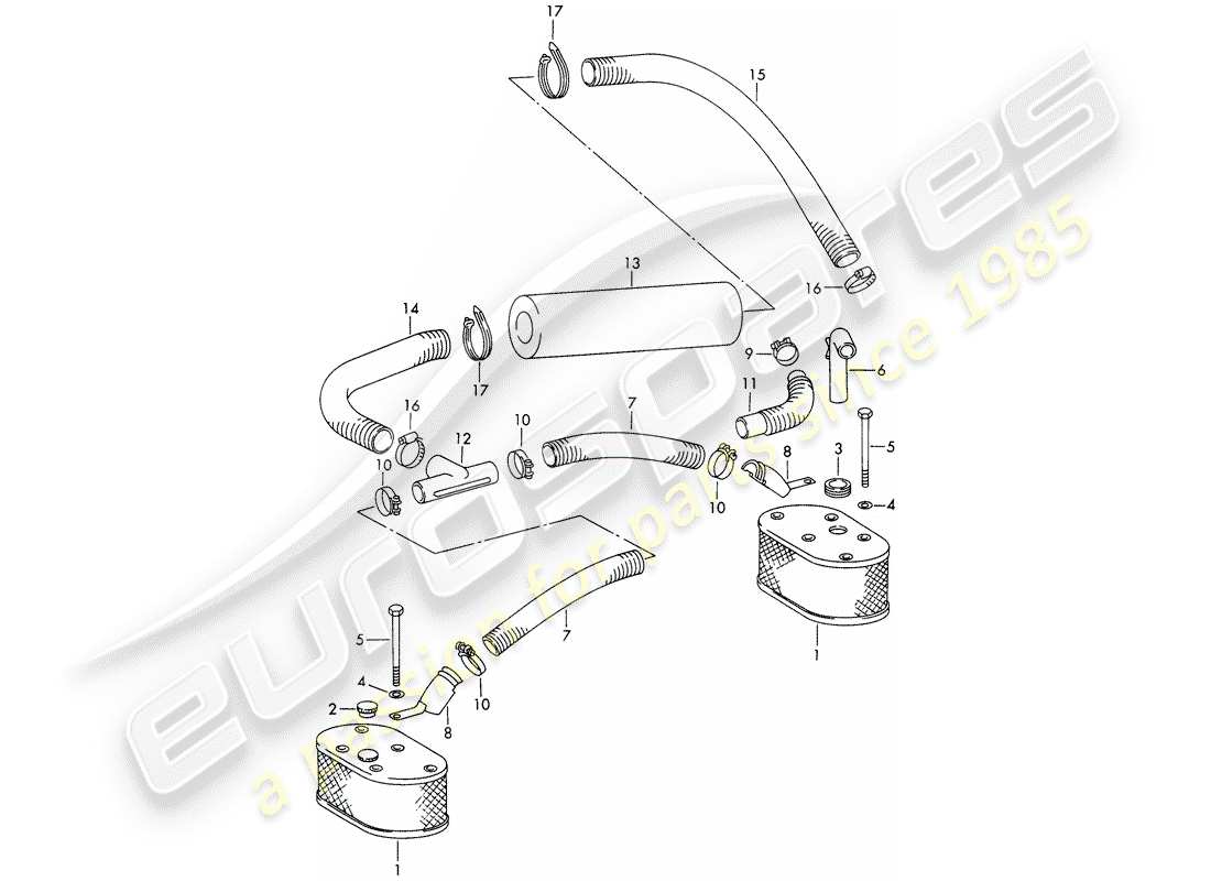 porsche 1965 (911/912) filtre à air mouillé d'huile - pour véhicules avec - 5-speed - transmission - pas pour : - (i), (f) - pour - (usa) - m 075 0001 >> schéma des pièces