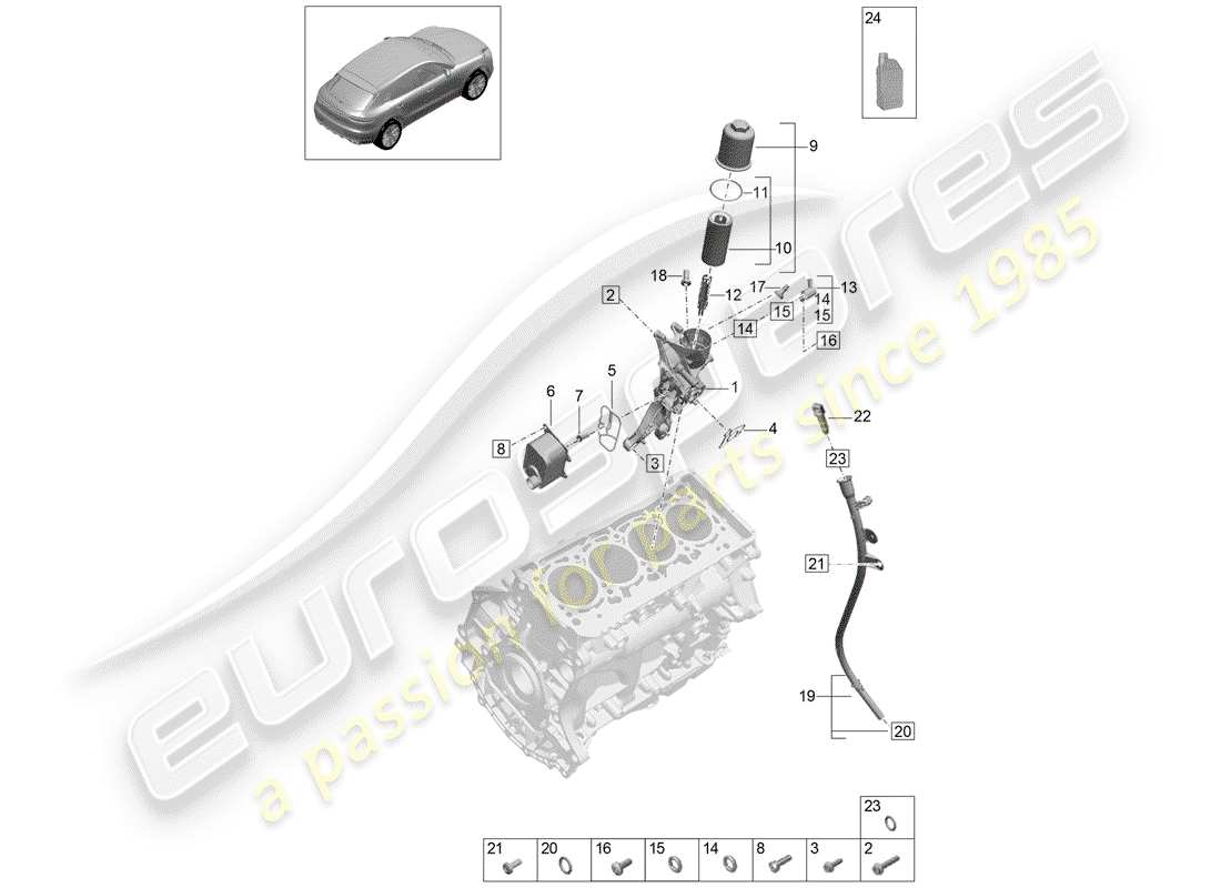 porsche 2019 (macan) filtre à huile schéma des pièces