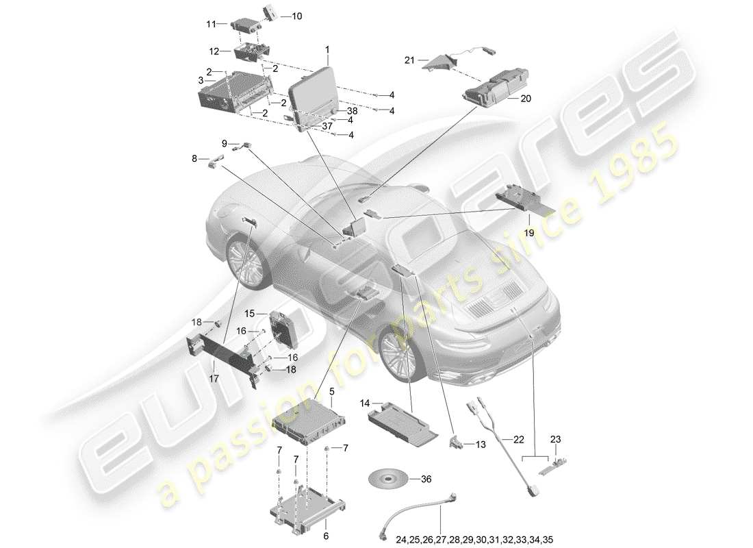 porsche 2017 (991-2 turbo) affichage diagramme de pièce