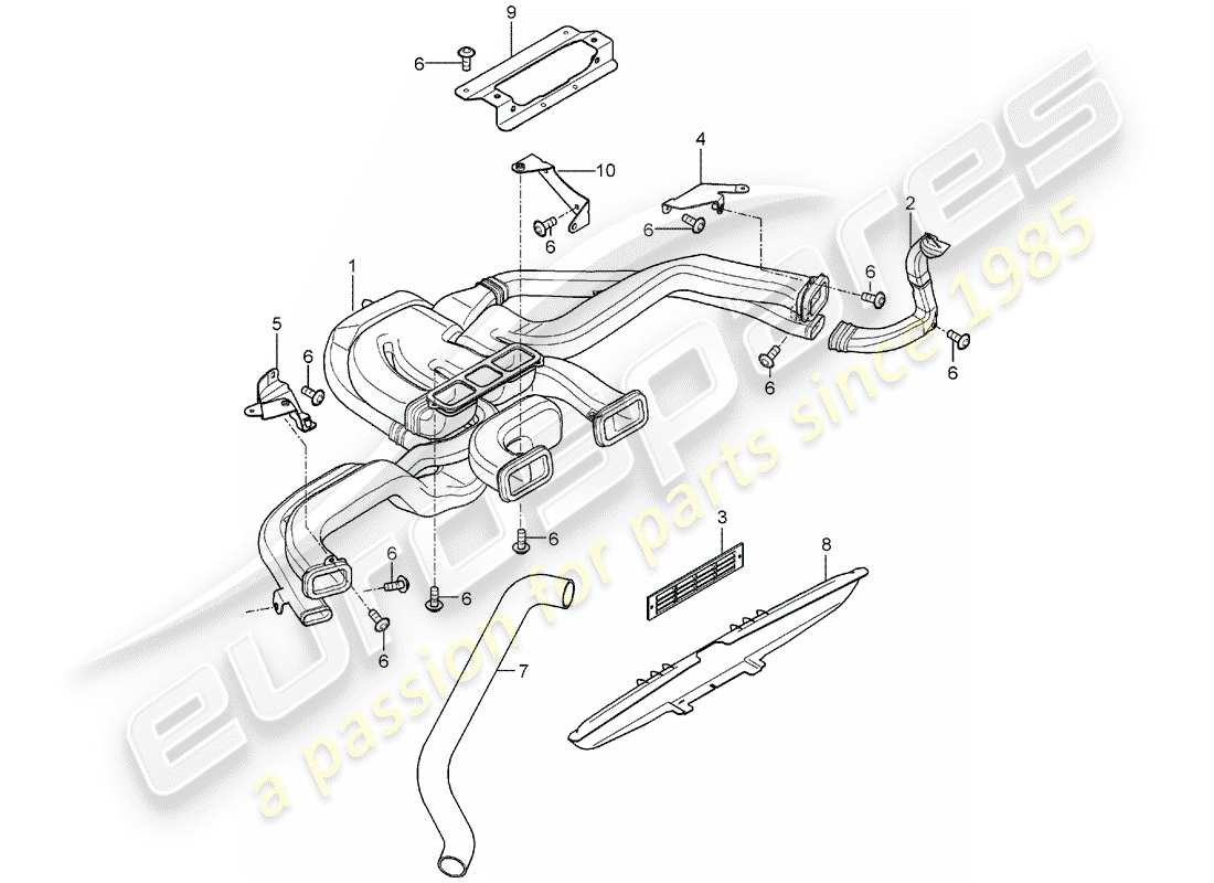 porsche 2004 (carrera gt) chauffage - distributeur d'air schéma des pièces