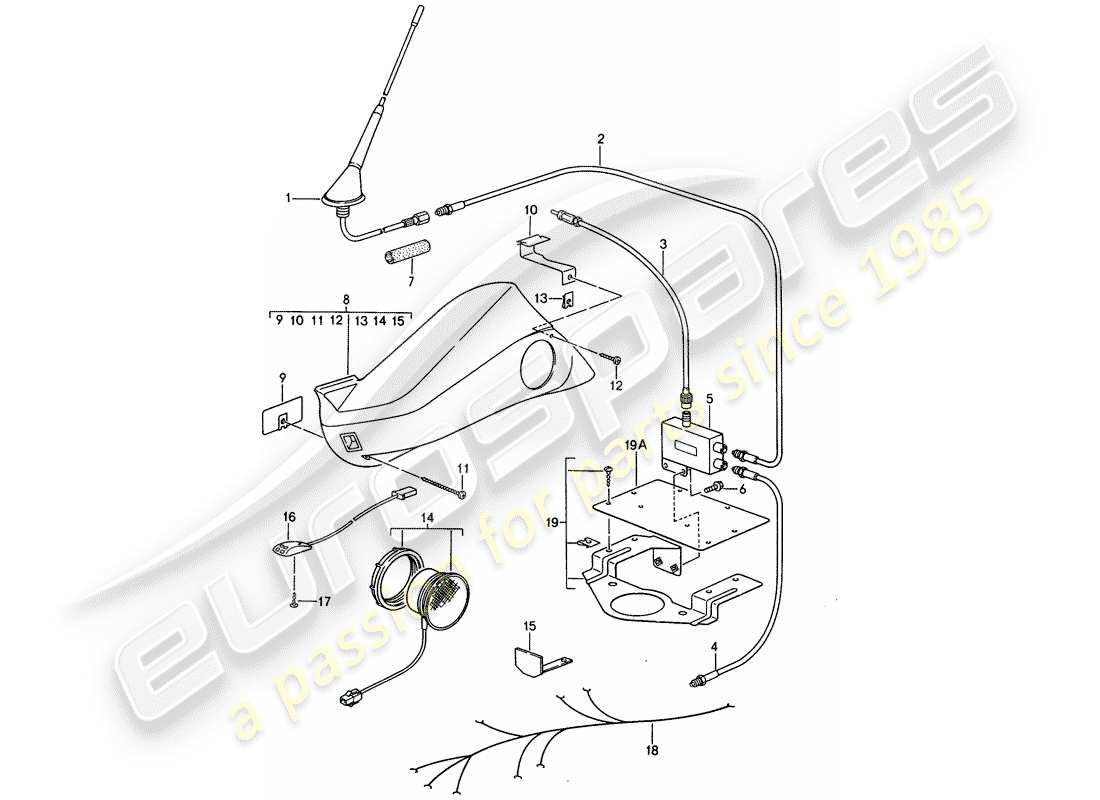 porsche 1995 (928) préparation du téléphone schéma des pièces
