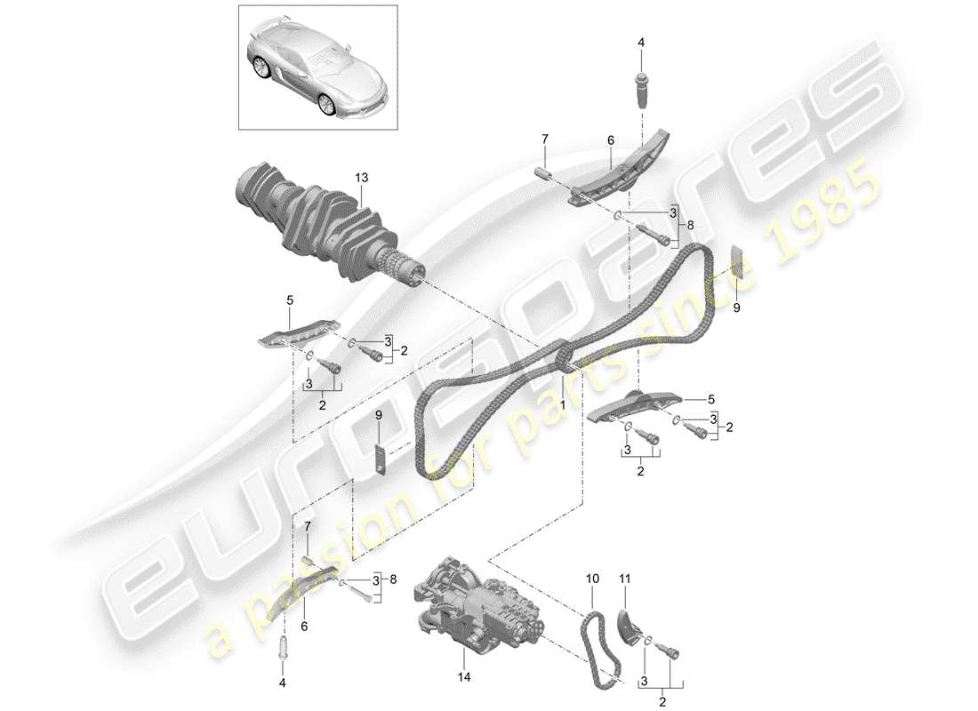 porsche 2016 (981 cayman gt4) commande de valve schéma des pièces