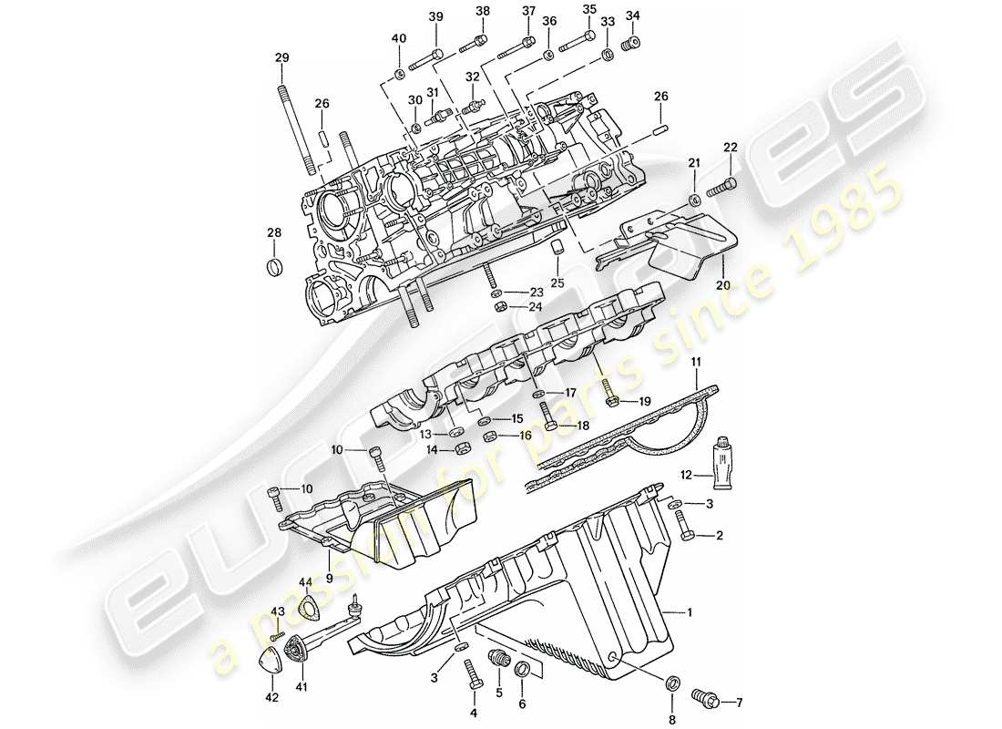 porsche 1990 (944) carter moteur - fixations - kit de réparation pour l'entretien - voir illustration : vue eclatée
