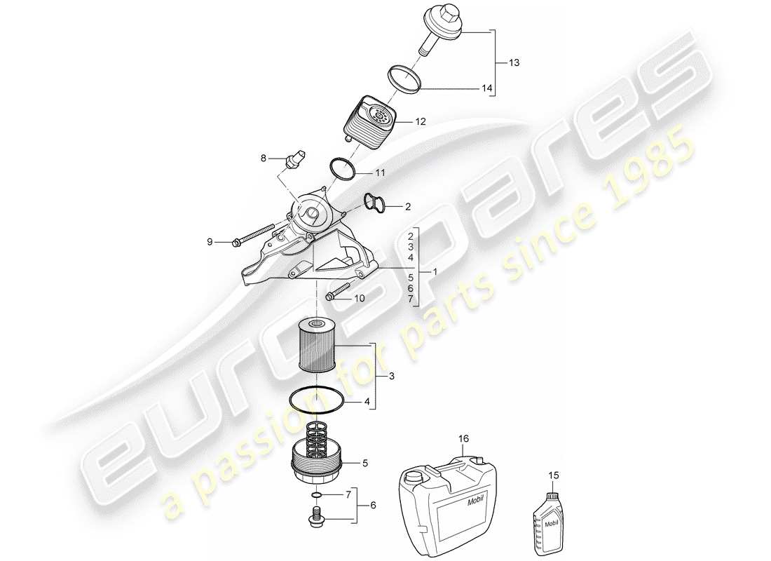 porsche 2006 (cayenne e1 9pa) filtre à huile schéma des pièces